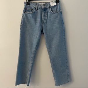 Topshop Straight Jeans W25 L28 Petite Raw Hem